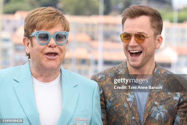 Sir Elton John and Taron Egerton attend the photocall for "Rocketman" during the 72nd annual Cannes Film Festival on May 16, 2019 in Cannes, France.