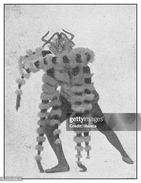 antique photo: spider in theatre play - actor play stock illustrations