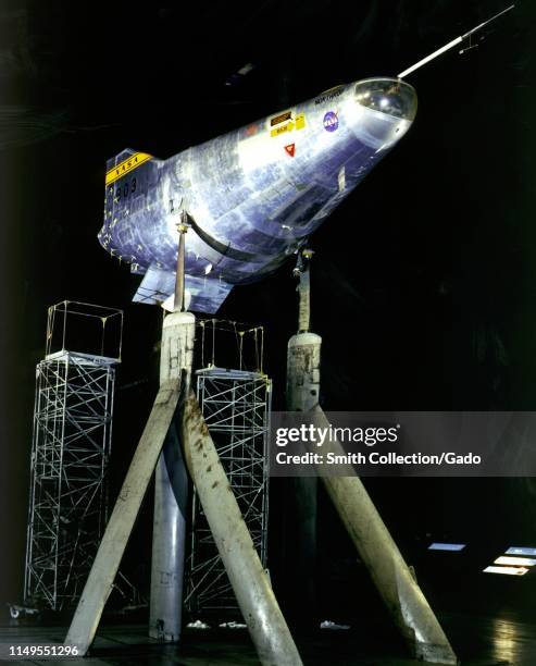 Aircraft test in the 40-by-80-foot wind tunnel at the Ames Research Center, Mountain View, California, August 17, 1965. Image courtesy National...