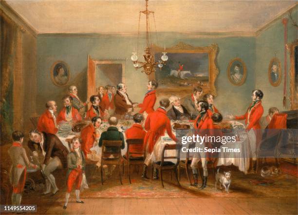The Hunt Breakfast Signed and dated in black paint, lower left: 'painted by | F.C. Turner | 1836.', Francis Calcraft Turner, active 1782-1846, British