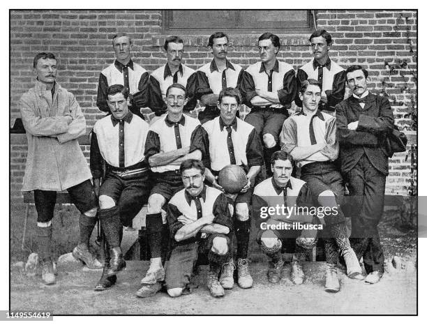 ilustrações de stock, clip art, desenhos animados e ícones de antique photo: football soccer team, british club, bakersfield, california - club de football