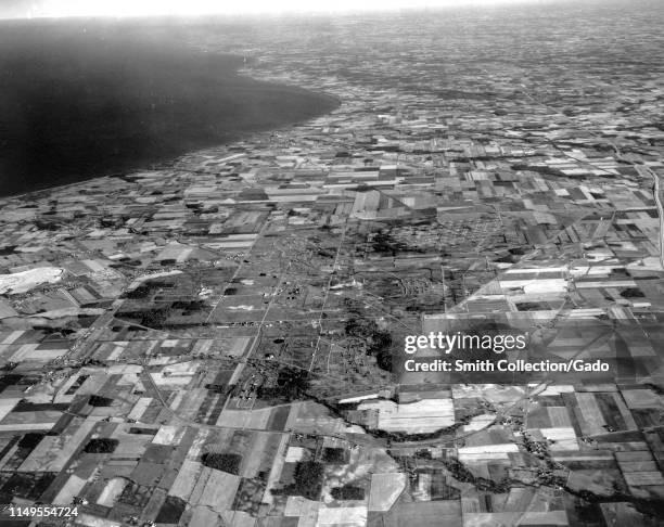 Aerial view of the Plum Brook Station near Lake Erie, John H Glenn Research Center at Lewis Field, Cleveland, Ohio, 1960. Image courtesy National...
