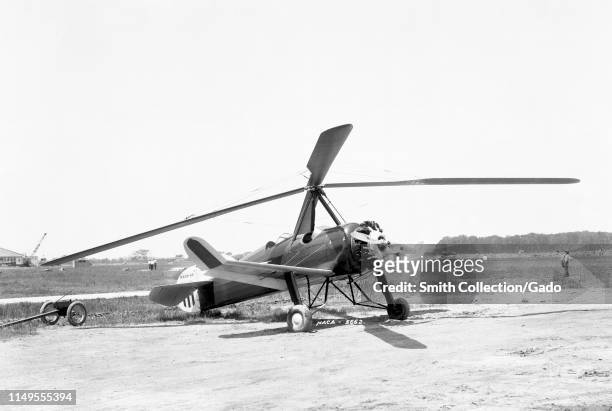 Pitcairn PAA-1 autogiro experimental aircraft at Langley Research Center in Hampton, Virginia, 1961. Image courtesy National Aeronautics and Space...