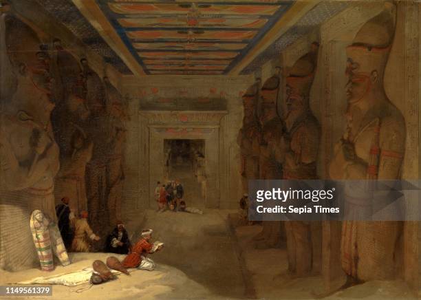 The Hypostyle Hall of the Great Temple at Abu Simbel, Egypt Signed and dated in brown, lower left: 'David Roberts R.A. 1849', David Roberts,...
