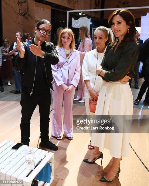 Mary, Crown Princess of Denmark goes on a tour of the Innovation Forum Day Two of the Copenhagen Fashion Summit 2019 at DR Koncerthuset on May 16,...