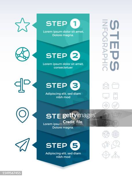 bildbanksillustrationer, clip art samt tecknat material och ikoner med infografik för fem objekt - vertical