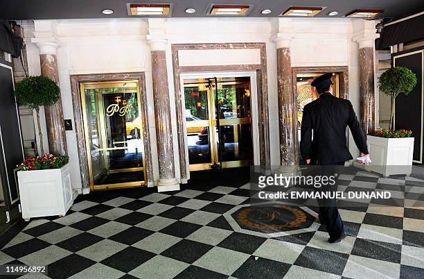 View of the entrance of the Pierre Hotel in Manhattan where an Egyptian former bank chairman has been arrested for allegedly sexually assaulting a...
