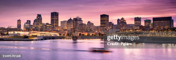 city panorama skyline at night, montreal, canada - panoramic stock pictures, royalty-free photos & images