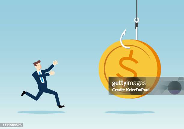 coin on hook - embarrassed man stock illustrations