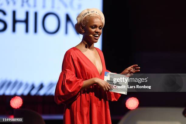 Host Gemma Cairney speaks on strage during Day Two of the Copenhagen Fashion Summit 2019 at DR Koncerthuset on May 16, 2019 in Copenhagen, Denmark....