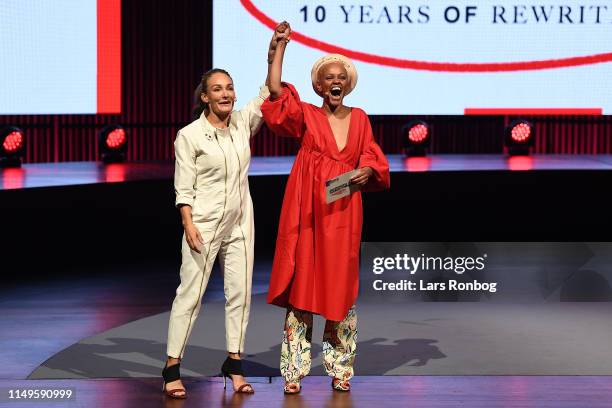 Eva Kruse, President and CEO, Global Fashion Agenda thanks Host Gemma Cairney at the end of Day Two of the Copenhagen Fashion Summit 2019 at DR...