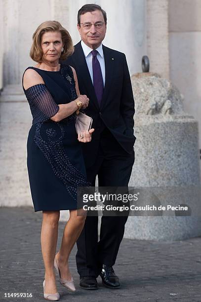 Mario Draghi and wife arrives at the Quirinale Palace to attend the Annual Party hosted by Italy's President Giorgio Napolitano on May 31, 2011 in...