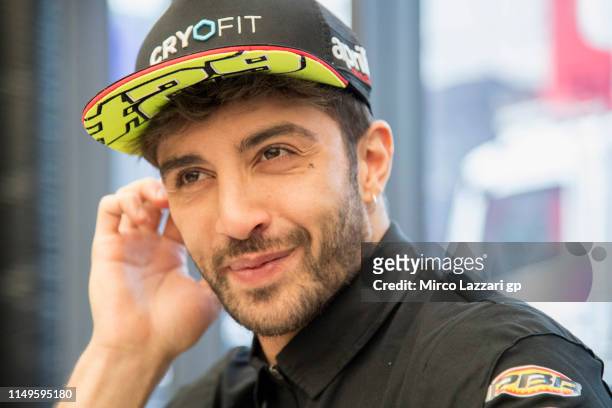 Andrea Iannone of Italy and Aprilia Racing Team Gresini speaks with journalists in hospitality during the MotoGp of France - Previews on May 16, 2019...