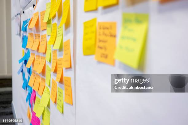 project planning, sticky notes - papel adesivo imagens e fotografias de stock