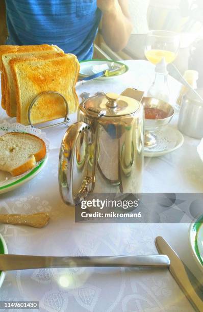 irish breakfast on table prepared for eating - beacon hotel stock pictures, royalty-free photos & images