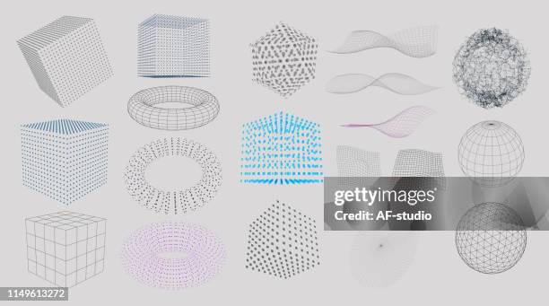 illustrations, cliparts, dessins animés et icônes de ensemble d’éléments 3d - onde sinusoïdale