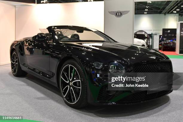 Bentley Centenary Specification Continental GT Convertible is displayed during the London Motor and Tech Show at ExCel on May 16, 2019 in London,...