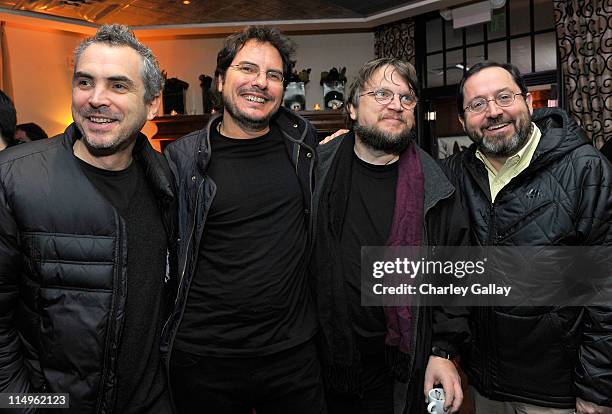 Directors Alfonso Cuaron, Carlos Cuaron, Guillermo del Toro and Co-President of Sony Pictures Classics, Michael Barker at the Bon Appetit Supper Club...