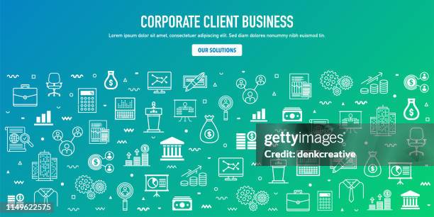 corporate client business outline style web banner design - app development team stock illustrations