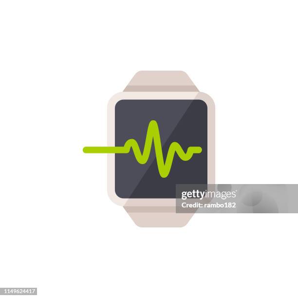 smartwatch with pulse trace flat icon. pixel perfect. for mobile and web. - jogging outside stock illustrations