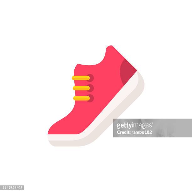 stockillustraties, clipart, cartoons en iconen met rode schoen platte icoon. pixel perfect. voor mobiel en web. - walking