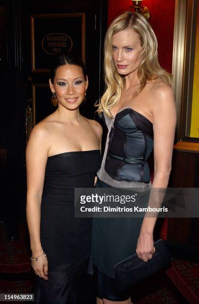 Lucy Liu and Daryl Hannah during "Kill Bill: Volume 1" New York City Premiere - Inside Arrivals at Ziegfeld Theatre in New York City, New York,...