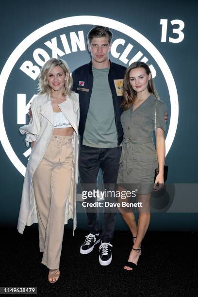 Ashley James, Toby Huntington-Whiteley and Niomi Smart attend KOBOX New Flagship studio launch party on King’s Road on May 16, 2019 in London,...