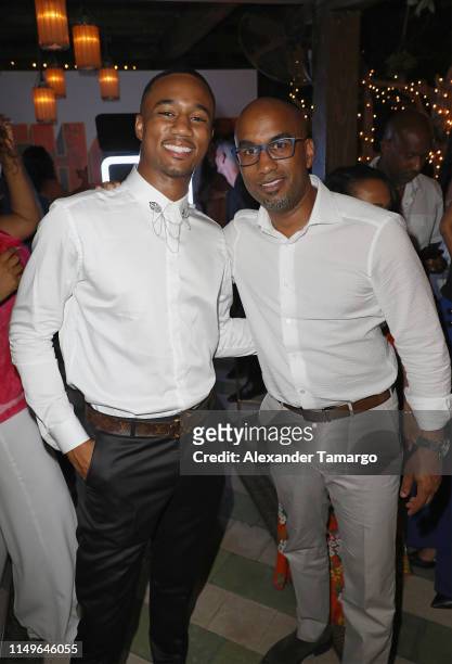 Jessie T. Usher and Tim Story attend the "Shaft" Opening Night Party At Cecconi's Miami Beach on June 12, 2019 in Miami, Florida.