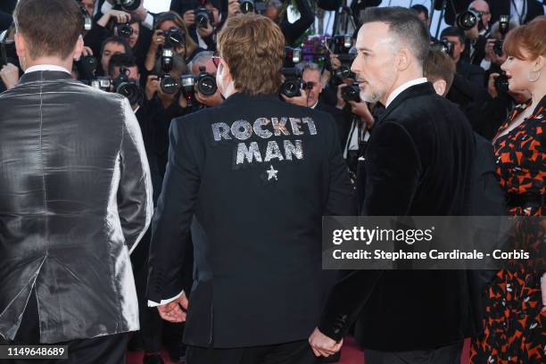 Elton John and David Furnish attend the screening of "Rocketman" during the 72nd annual Cannes Film Festival on May 16, 2019 in Cannes, France.