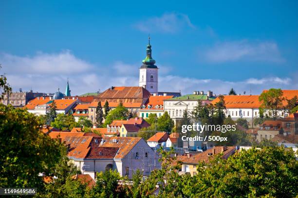 zagreb historic upper town skyline view - zagreb stock pictures, royalty-free photos & images