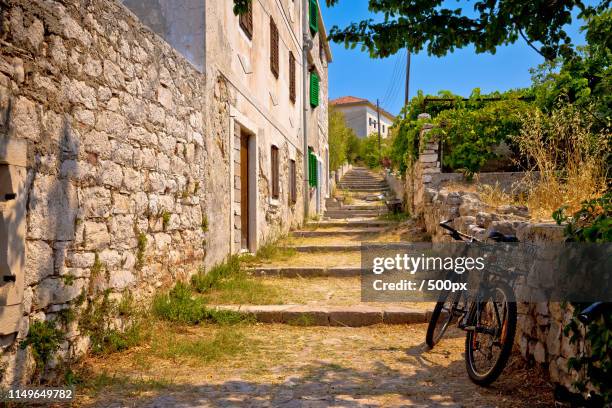 old stone mediterranean village walkway on prvic island - sibenik croatia stock pictures, royalty-free photos & images