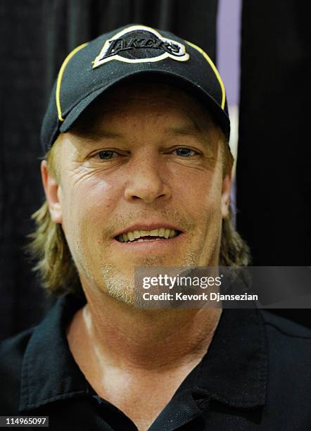 Jim Buss, executive vice president of basketball operations of the Los Angeles Lakers, is seen after Lakers new coach Mike Brown's introductory news...