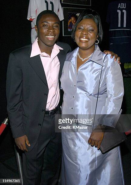Freddy Adu and mother Emeila during 2nd Annual Audi and Conde Nast Never Follow Campaign Honoring the Careers of Four Innovators at The Manhattan...