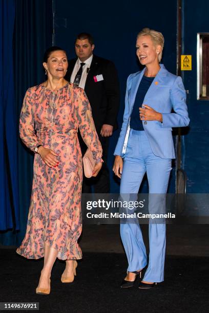Crown Princess Victoria of Sweden and Dr. Gunhild A. Stordalen attend the EAT Stockholm Food Forum at Annexet on June 13, 2019 in Stockholm, Sweden.