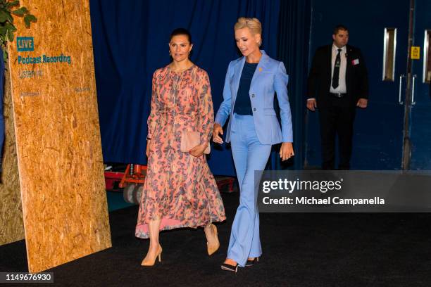 Crown Princess Victoria of Sweden and Dr. Gunhild A. Stordalen attend the EAT Stockholm Food Forum at Annexet on June 13, 2019 in Stockholm, Sweden.