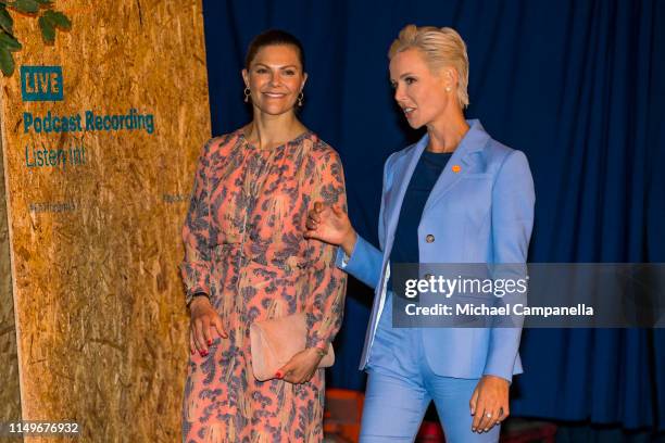 Crown Princess Victoria of Sweden and Dr. Gunhild A. Stordalen attend the EAT Stockholm Food Forum at Annexet on June 13, 2019 in Stockholm, Sweden.