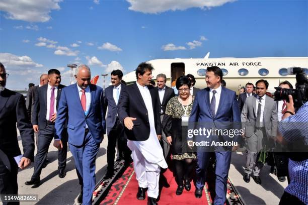 Pakistani Prime Minister Imran Khan arrives to attend the 19th Meeting of the Council of the Heads of State of the Shanghai Cooperation Organization...