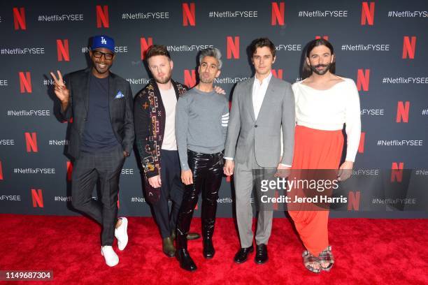 Karamo Brown, Bobby Berk, Tan France, Antoni Porowski and Jonathan Van Ness attend FYC Event of Netflix's 'Queer Eye' at Raleigh Studios on May 16,...