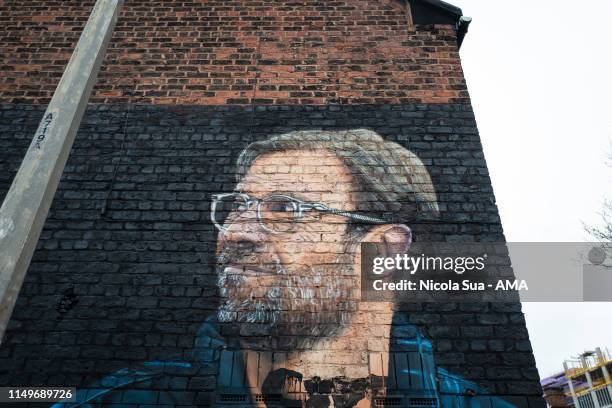 The mural of Liverpool head coach / manager Jurgen Klopp in the Baltic district of Liverpool after the UEFA Champions League Semi Final second leg...