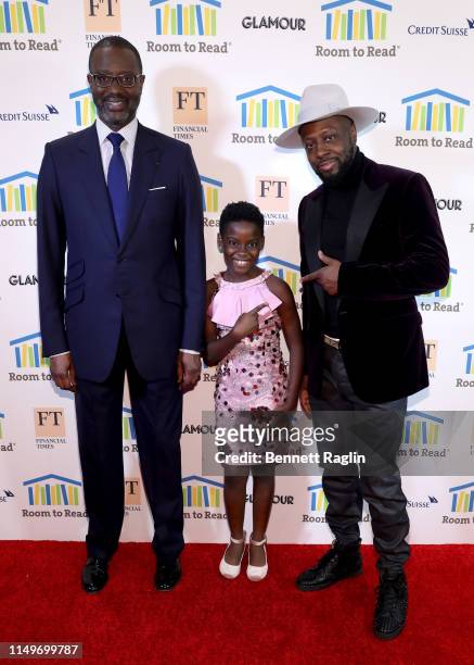 Tidjane Thiam, DJ Switch Ghana, and Wyclef Jean attend the Room To Read 2019 New York Gala on May 16, 2019 in New York City.