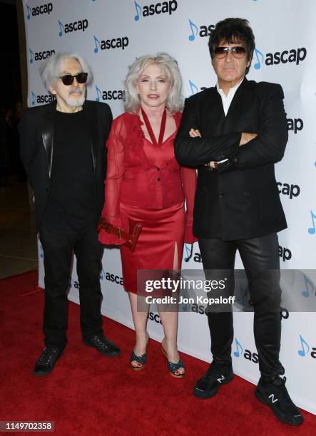 Chris Stein, Debbie Harry and Clem Burke of Blondie attend the 36th Annual ASCAP Pop Music Awards at The Beverly Hilton Hotel on May 16, 2019 in...