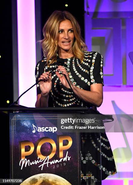 Julia Roberts speaks onstage during the 36th annual ASCAP Pop Music Awards at The Beverly Hilton Hotel on May 16, 2019 in Beverly Hills, California.