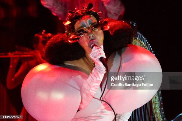 Bjork performs onstage during her "Cornucopia" concert series at The Shed on May 16, 2019 in New York City.