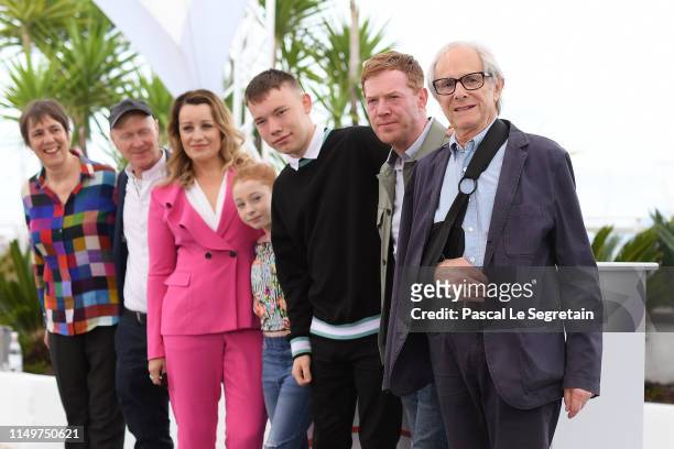 Rebecca O'Brien, Paul Laverty, Debbie Honeywood, Katie Proctor, Rhys Stone, Kris Hitchen and Ken Loach attend the "Sorry We Missed You" Photocall...