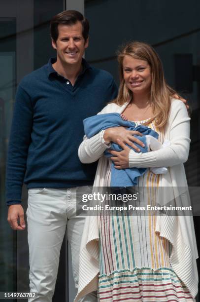 Carla Goyanes and Jorge Benguria present their new born son Beltran on May 17, 2019 in Madrid, Spain.