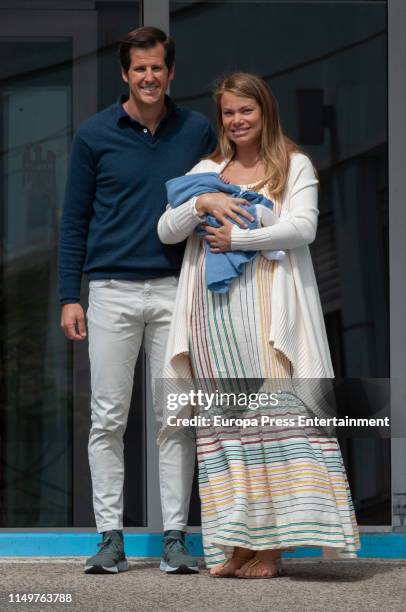 Carla Goyanes and Jorge Benguria present their new born son Beltran on May 17, 2019 in Madrid, Spain.