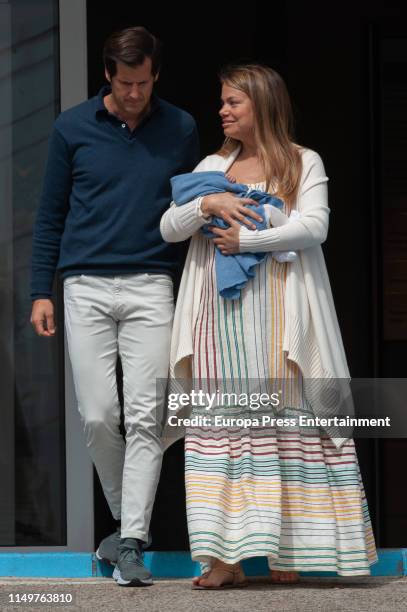 Carla Goyanes and Jorge Benguria present their new born son Beltran on May 17, 2019 in Madrid, Spain.