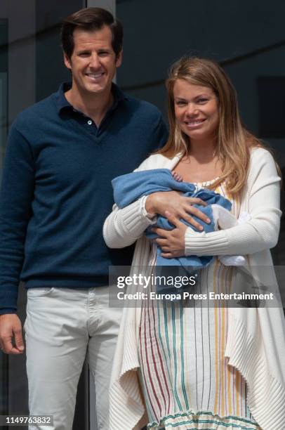 Carla Goyanes and Jorge Benguria present their new born son Beltran on May 17, 2019 in Madrid, Spain.