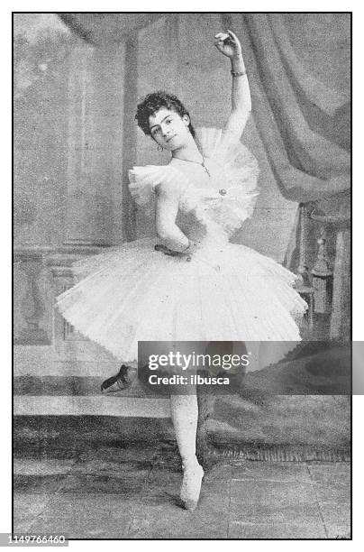 antique photo: dancer bice porro - tutù stock illustrations