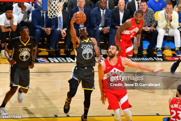Andre Iguodala of the Golden State Warriors shoots the ball against the Toronto Raptors during Game Six of the NBA Finals on June 13, 2019 at ORACLE...